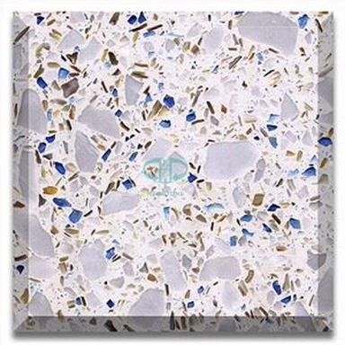 Blue Glass White Cement Terrazzo